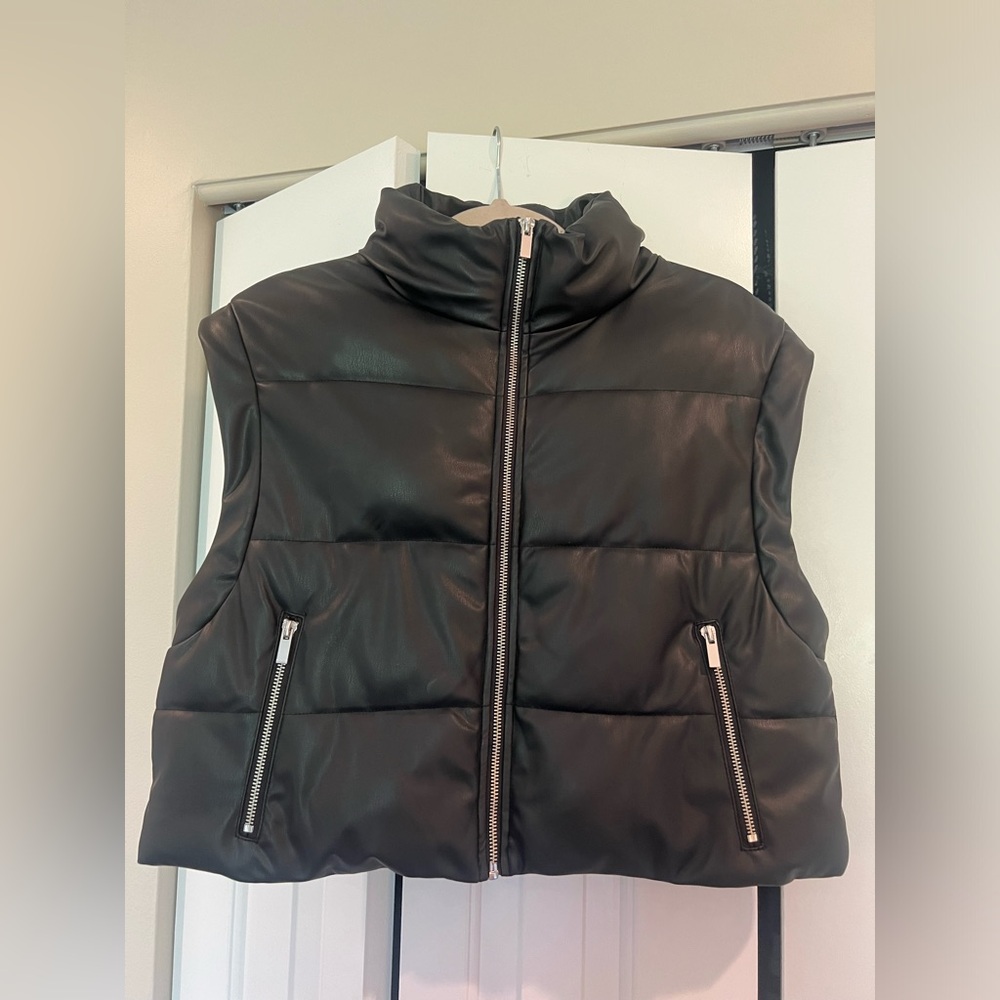Zara Faux Leather Zip Up Vest